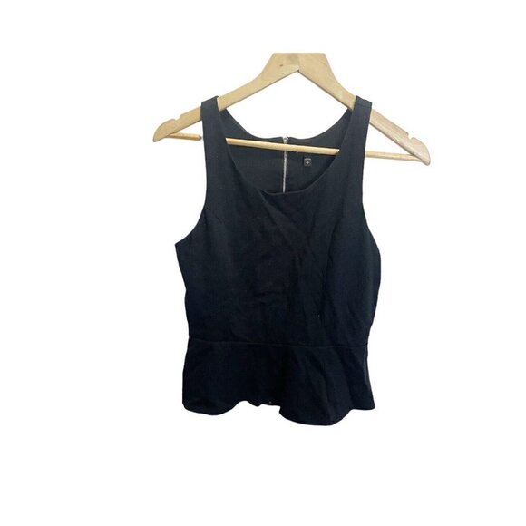 Express Peplum Top With Lace Detail on Back Black Size S Sleeveless Zip Back - Picture 2 of 5
